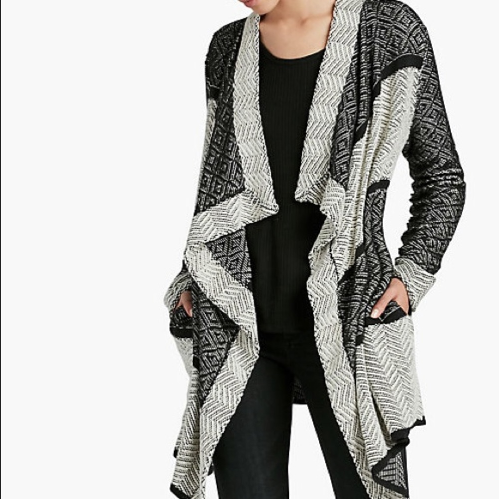 Lucky Brand Black & White Long Sweater